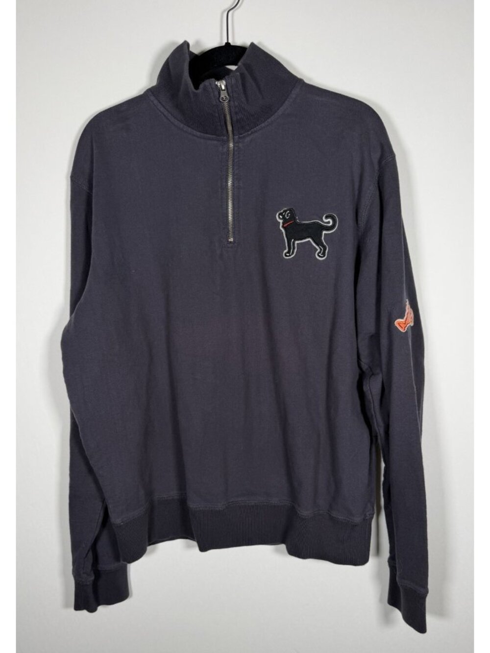 The Black Dog Martha's Vineyard black 1/4 zip embroidered preppy L sweatshirt